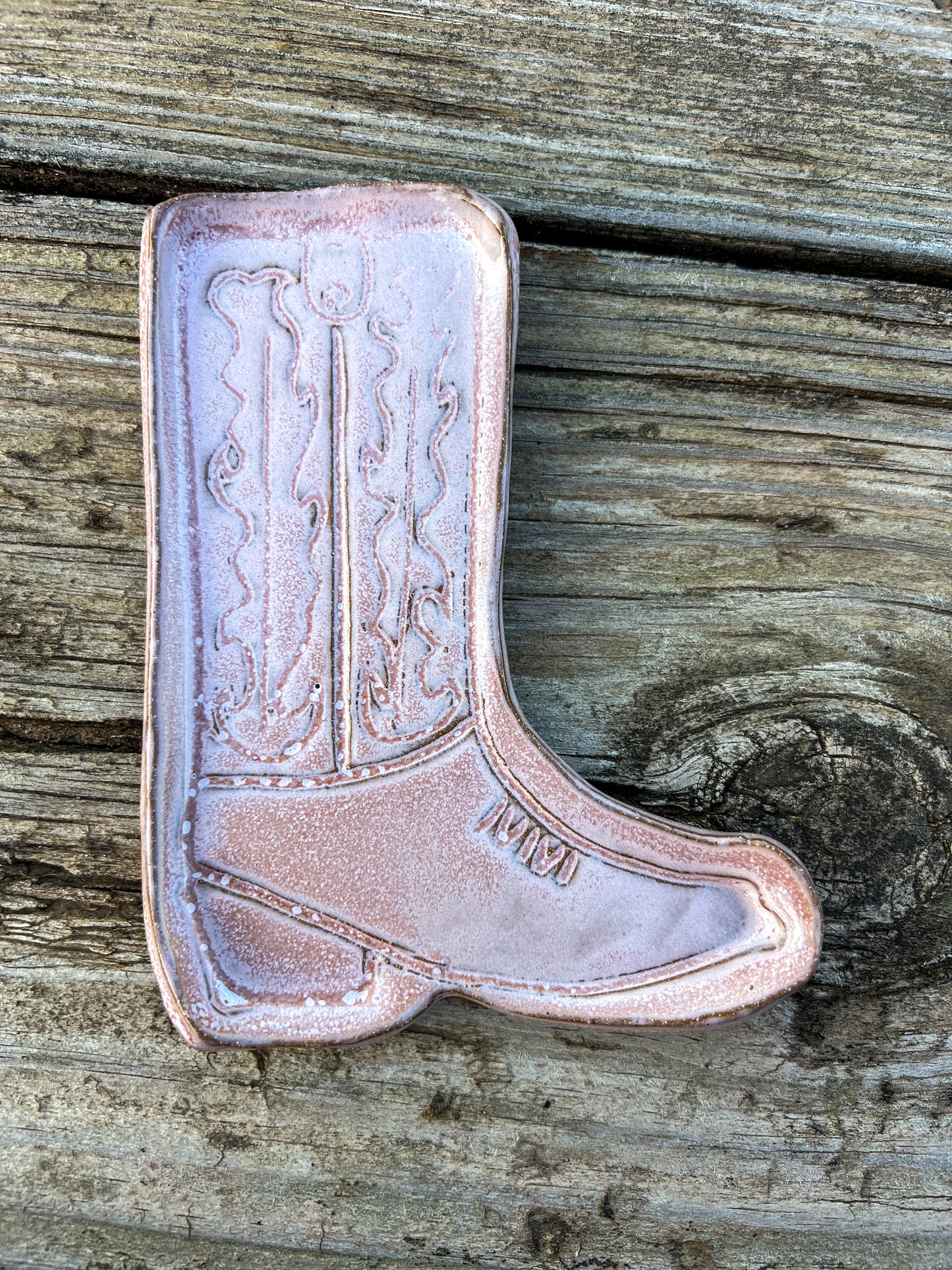 Western Boot Trinket Dish Light Purple