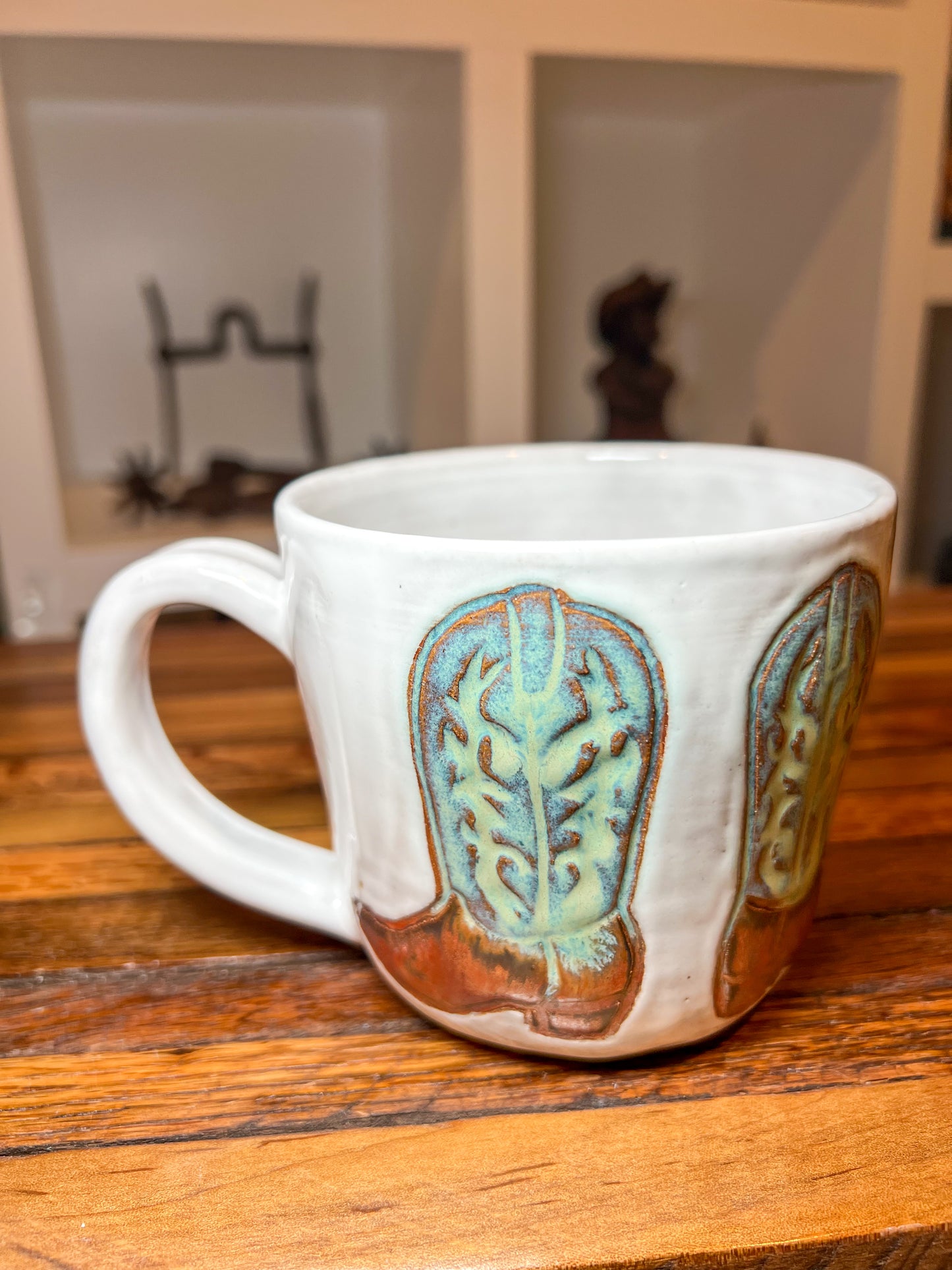 White Cowboy Boot Mug 16 oz