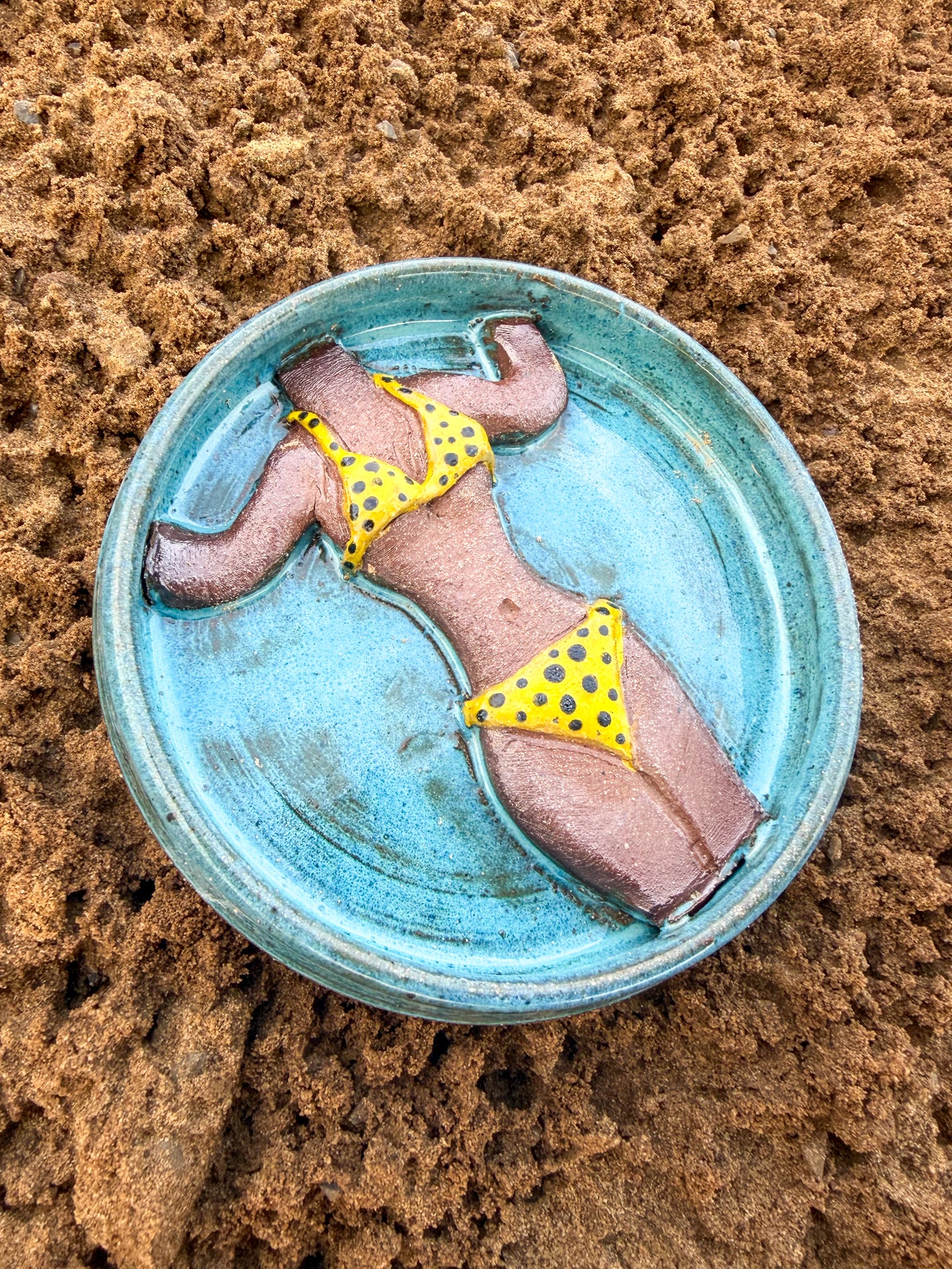 Yellow Polka Dot Bikini Ring Dish