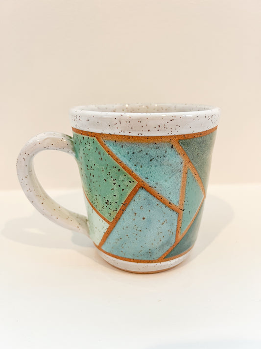 Shades of blue stained glass mug 16oz