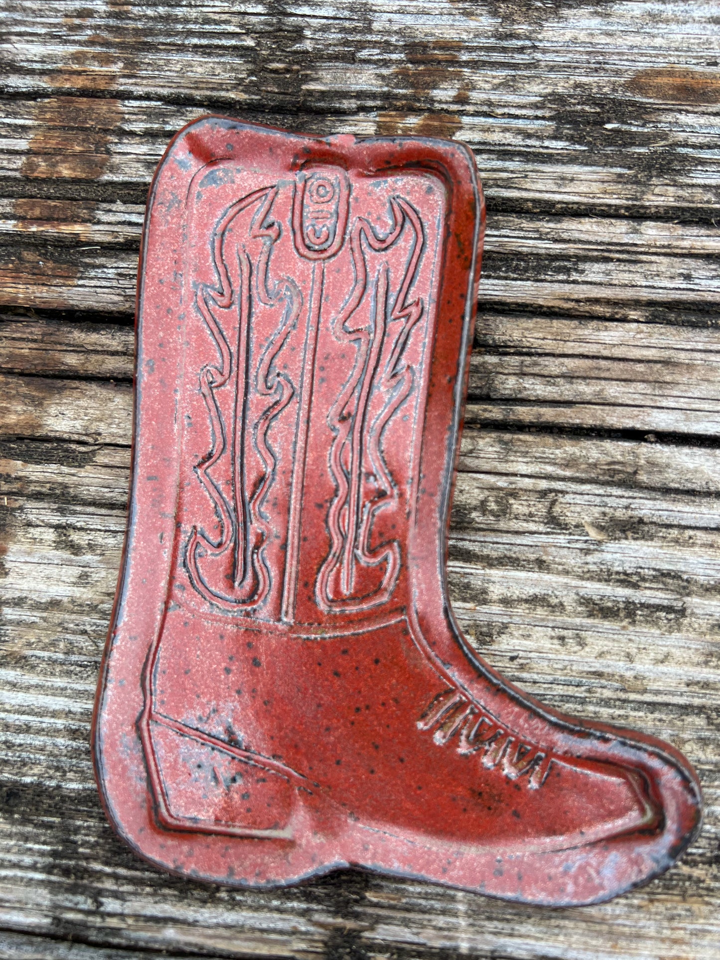 Western Boot Trinket Dish Red