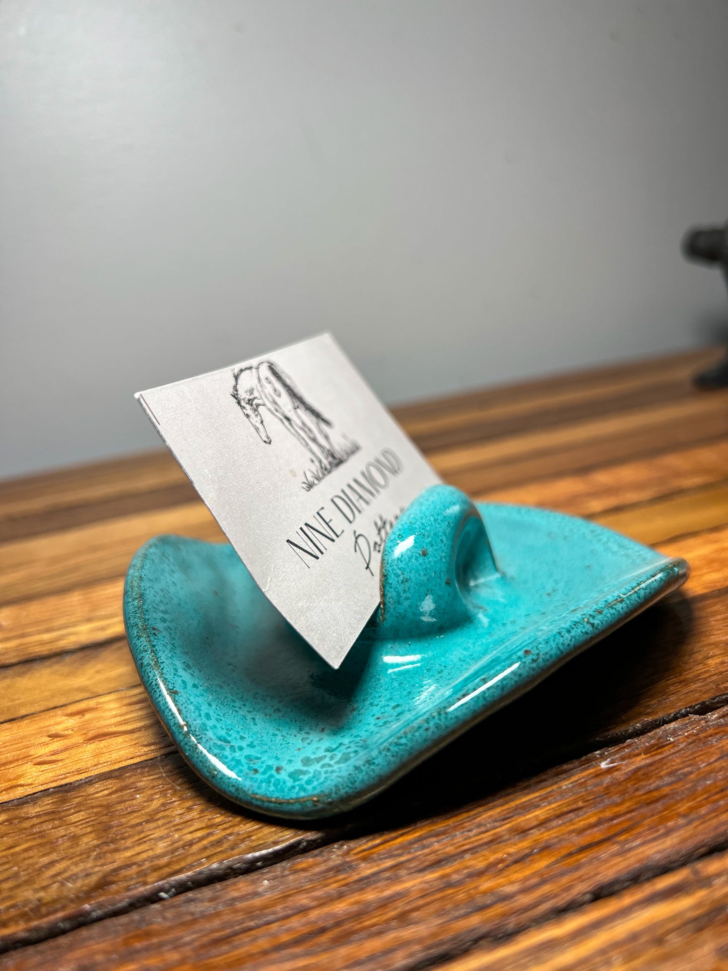 Cowboy hat business card holder Teal