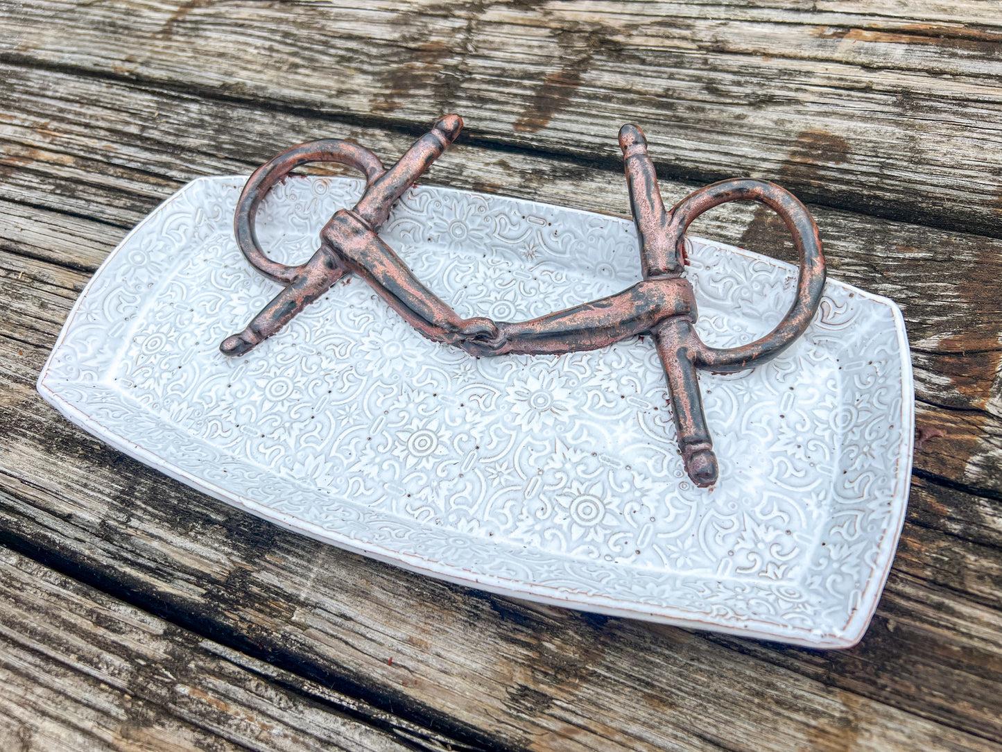 Full Cheek Snaffle Horse bit decorative Plate White
