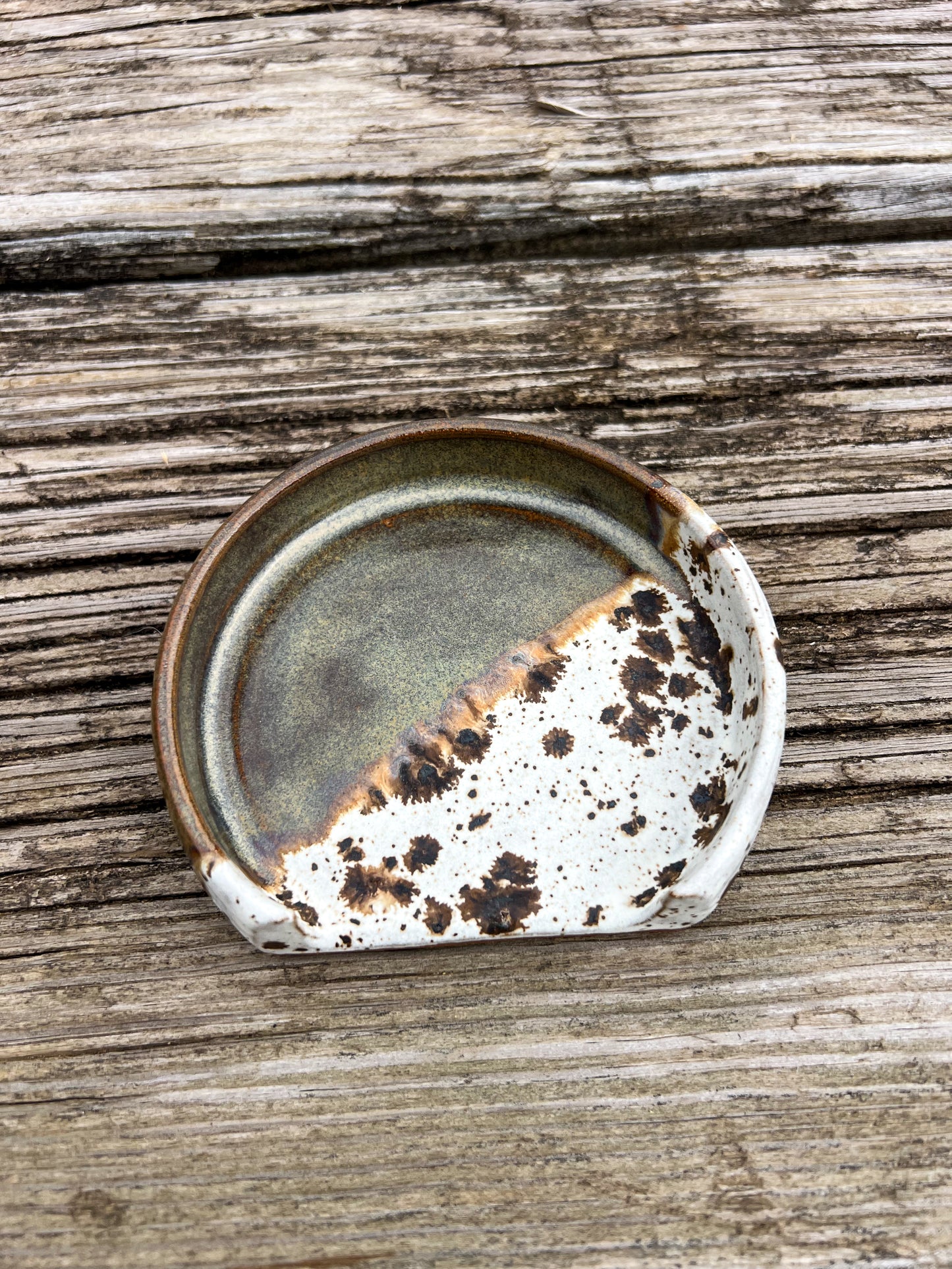 Rustic Green Speckled Spoon Rest