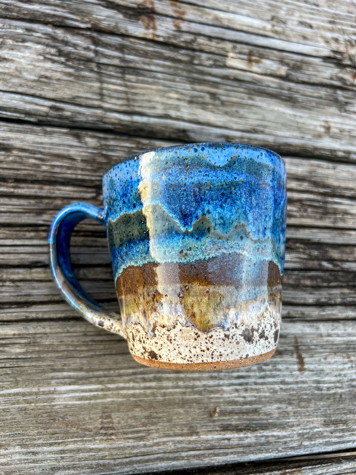 Shades of blue waves speckled mug 16 oz
