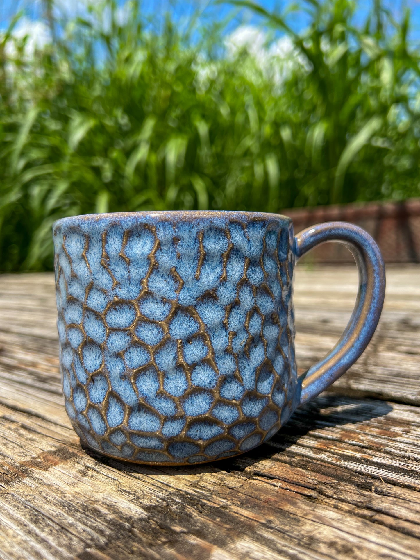 Textured galaxy blue mug