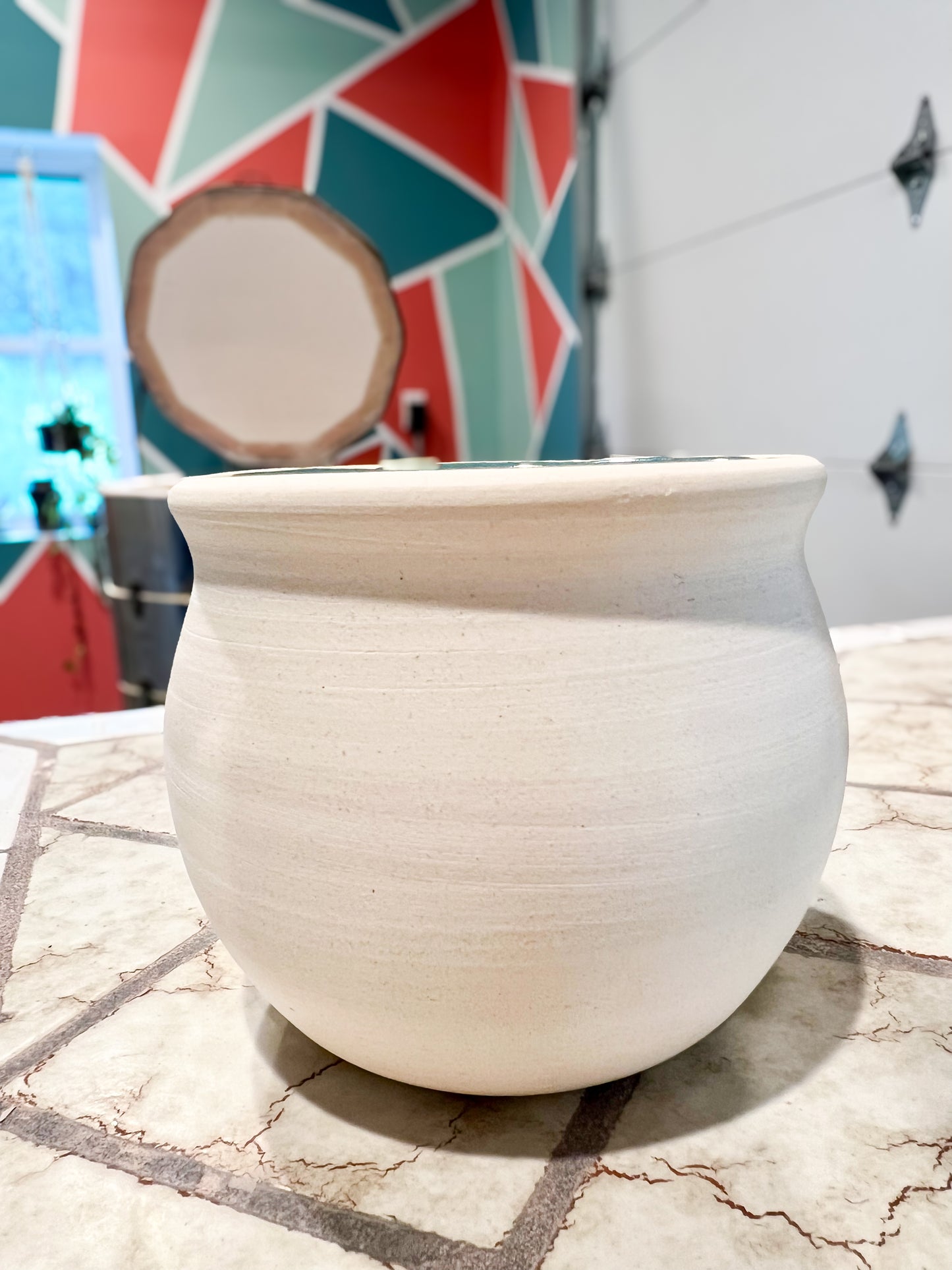 Custom Horse hair Raku Vase 4" Glazed Turquoise Interior