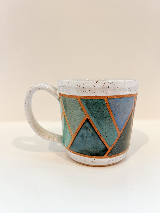 Shades of blue stained glass mug 16oz