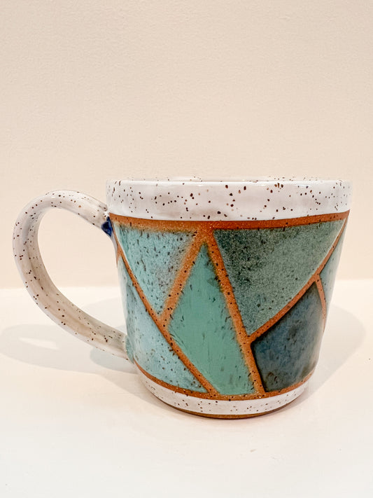 Shades of blue stained glass mug 16oz