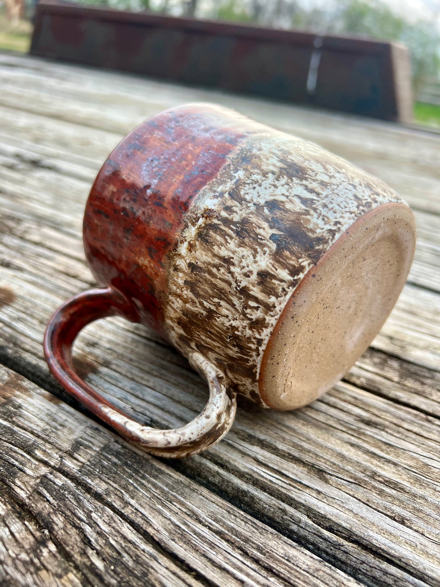 Rustic red and white speckled mug 16 oz