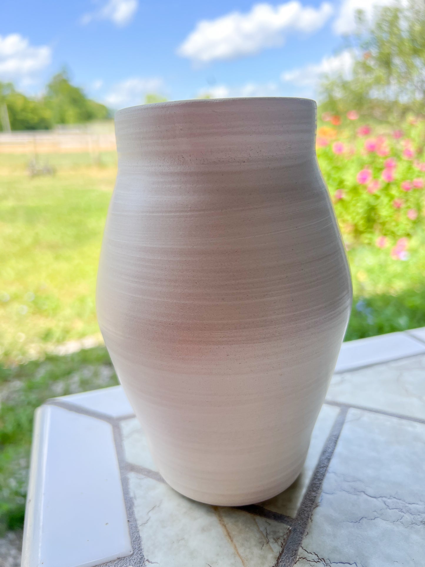 Custom Horse hair Raku Vase 7"