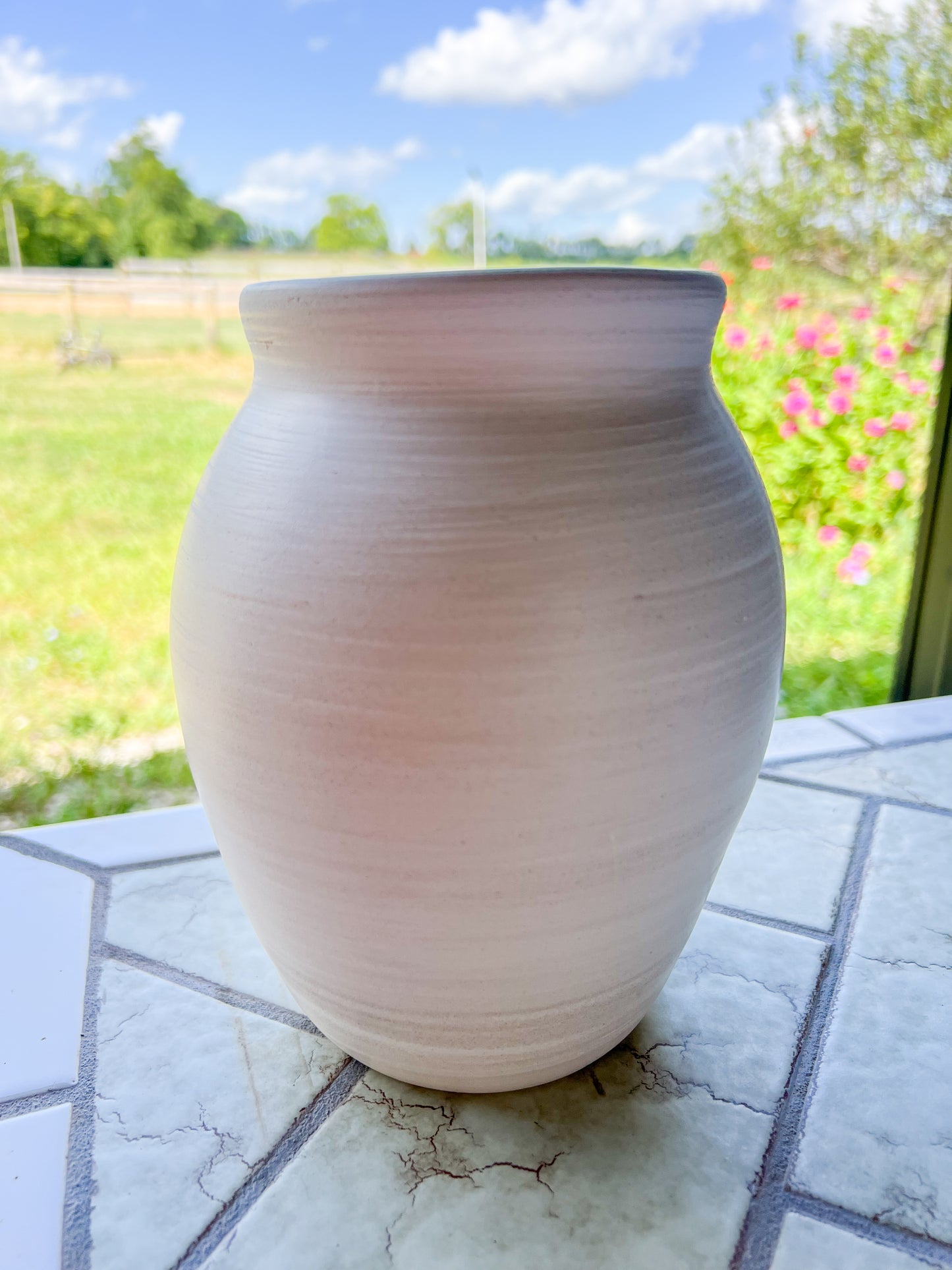Custom Horse hair Raku Vase 7.5"