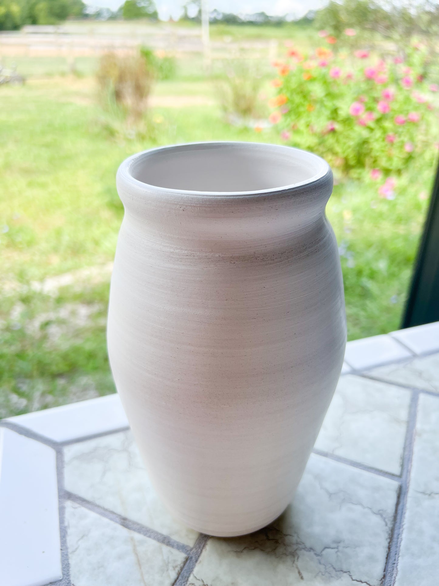 Custom Horse hair Raku Vase 8"