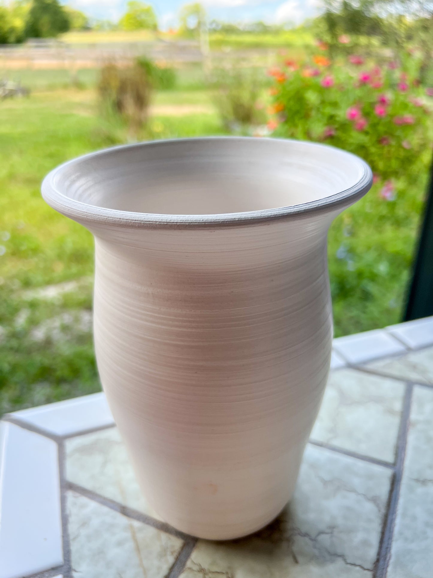 Custom Horse hair Raku Vase 8"