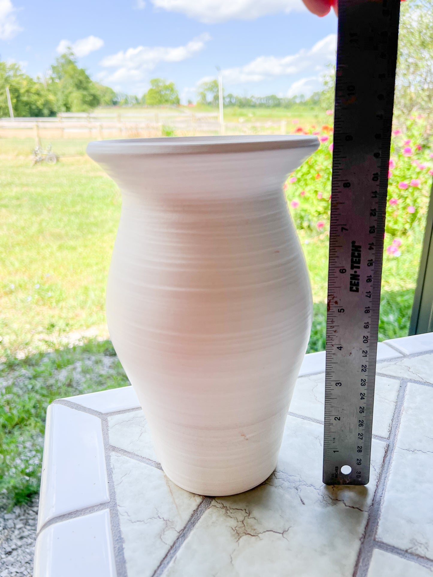 Custom Horse hair Raku Vase 9"