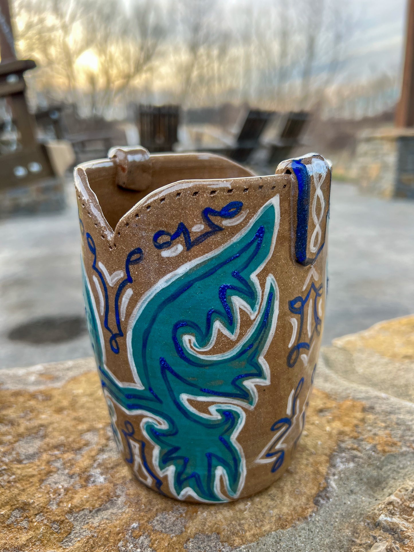 Product Preview Western Cowboy Boot Utensil Holder Blue/Teal