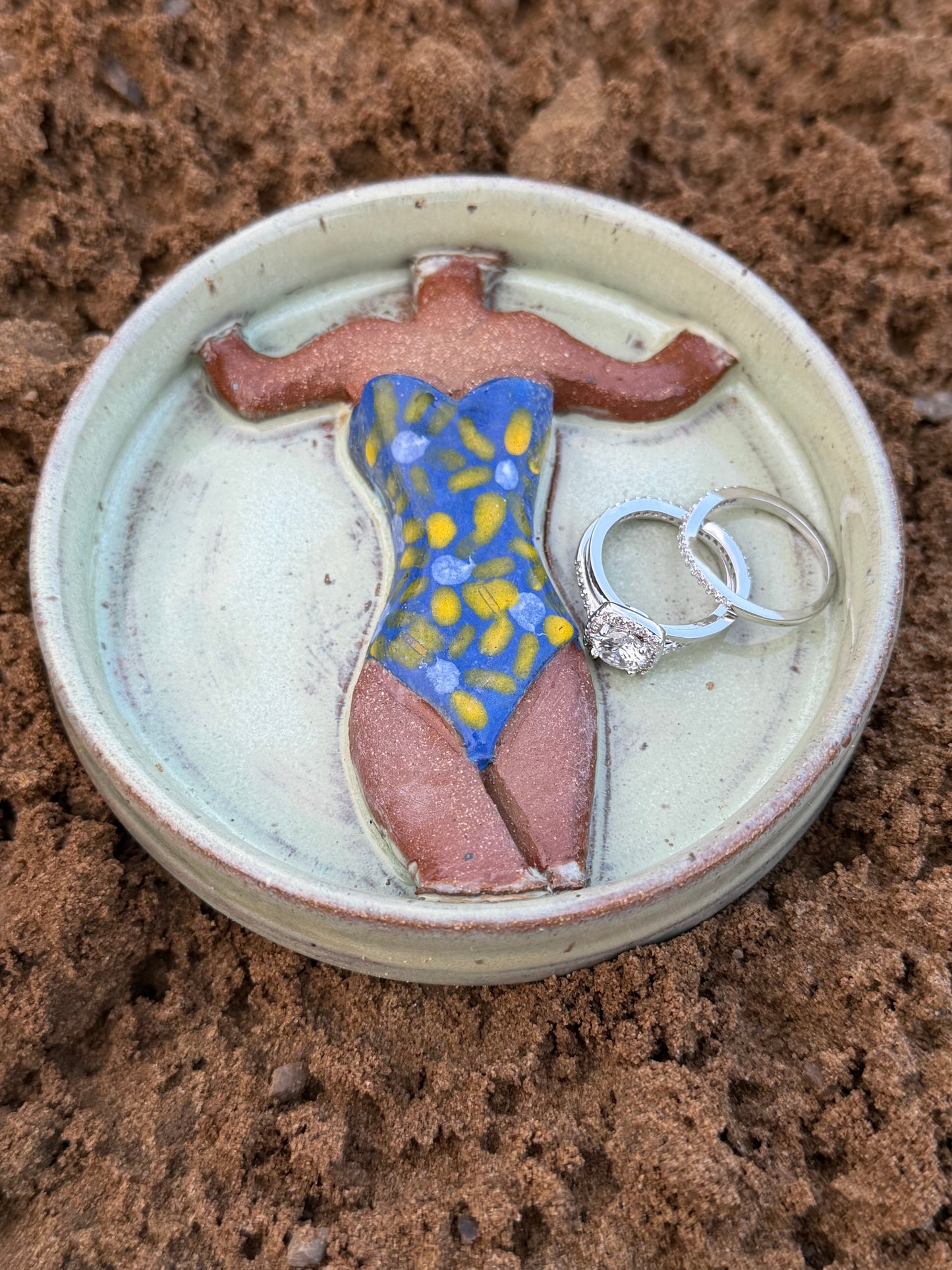 Blue Floral Swimsuit Ring Dish