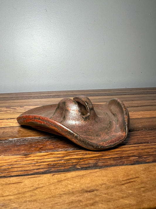 Cowboy hat business card holder rustic brown