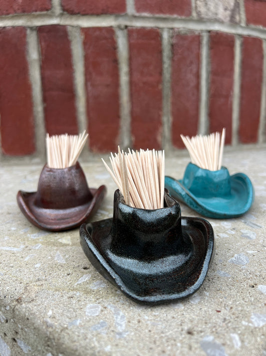 Cowboy hat toothpick holder Black Sparkle