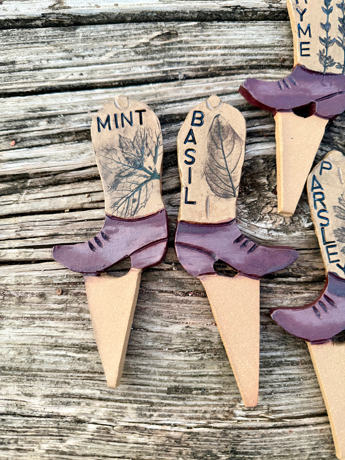 Cowboy Boot Herb Markers - Set of 8
