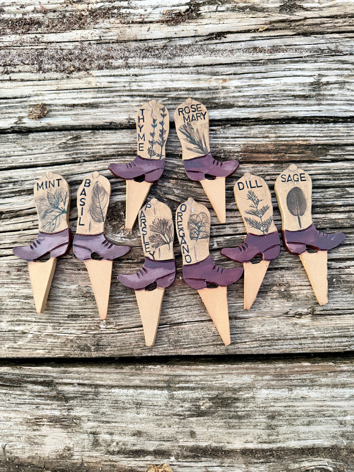 Cowboy Boot Herb Markers - Set of 8