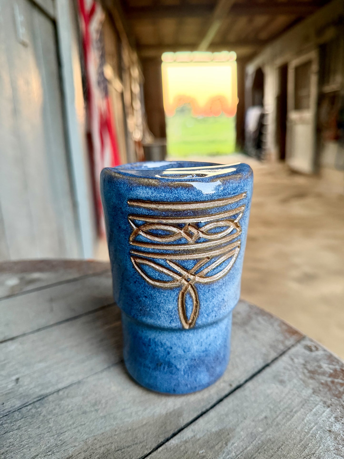 Western Boot Stitch Travel Mug