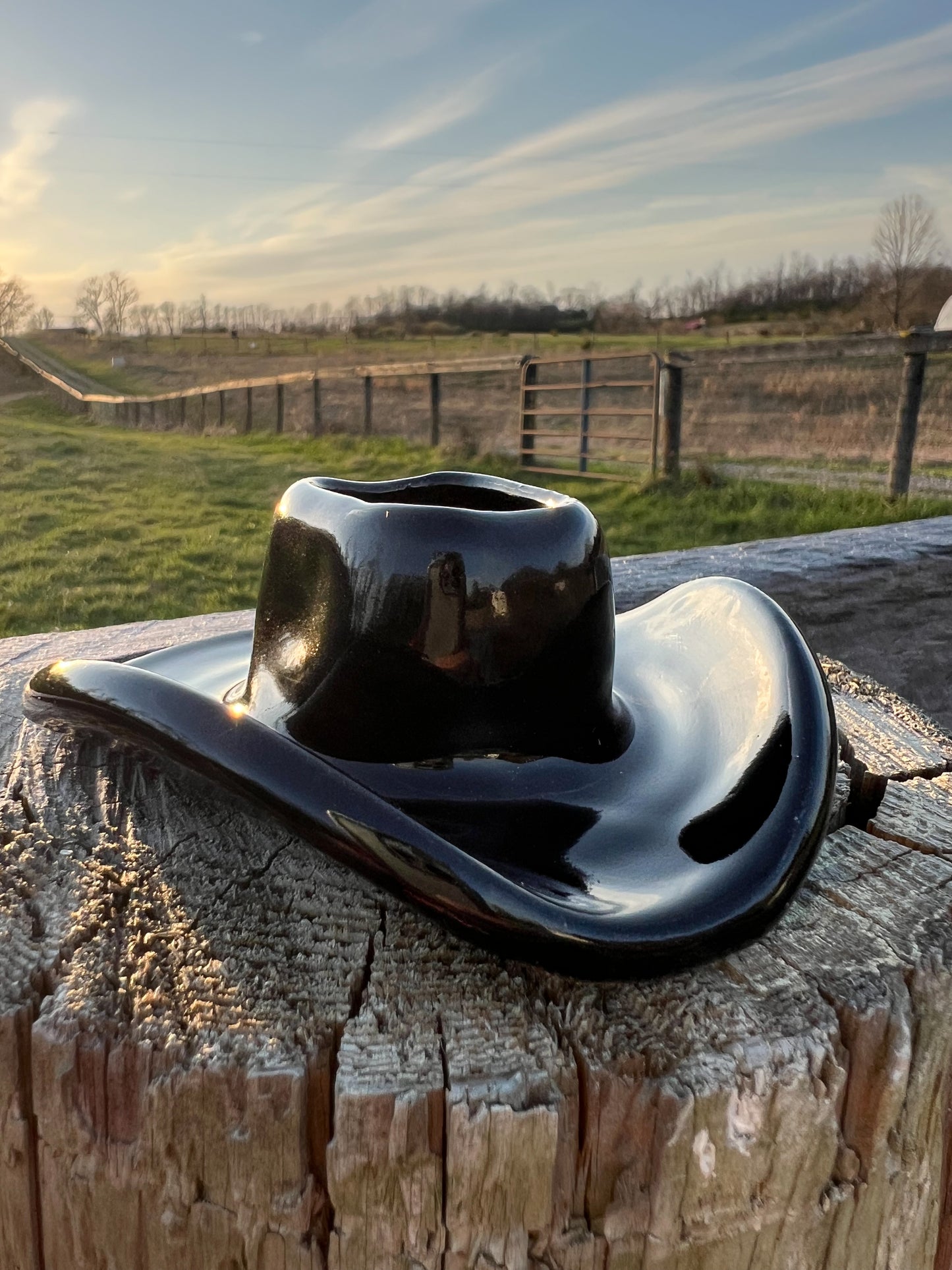 Cowboy hat toothpick holder Black