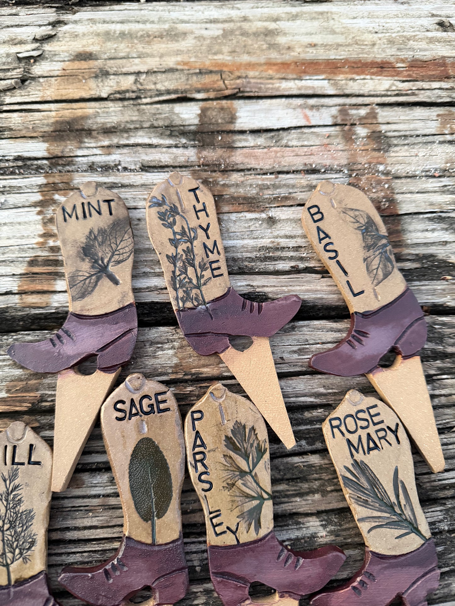 Cowboy Boot Herb Markers - Set of 8