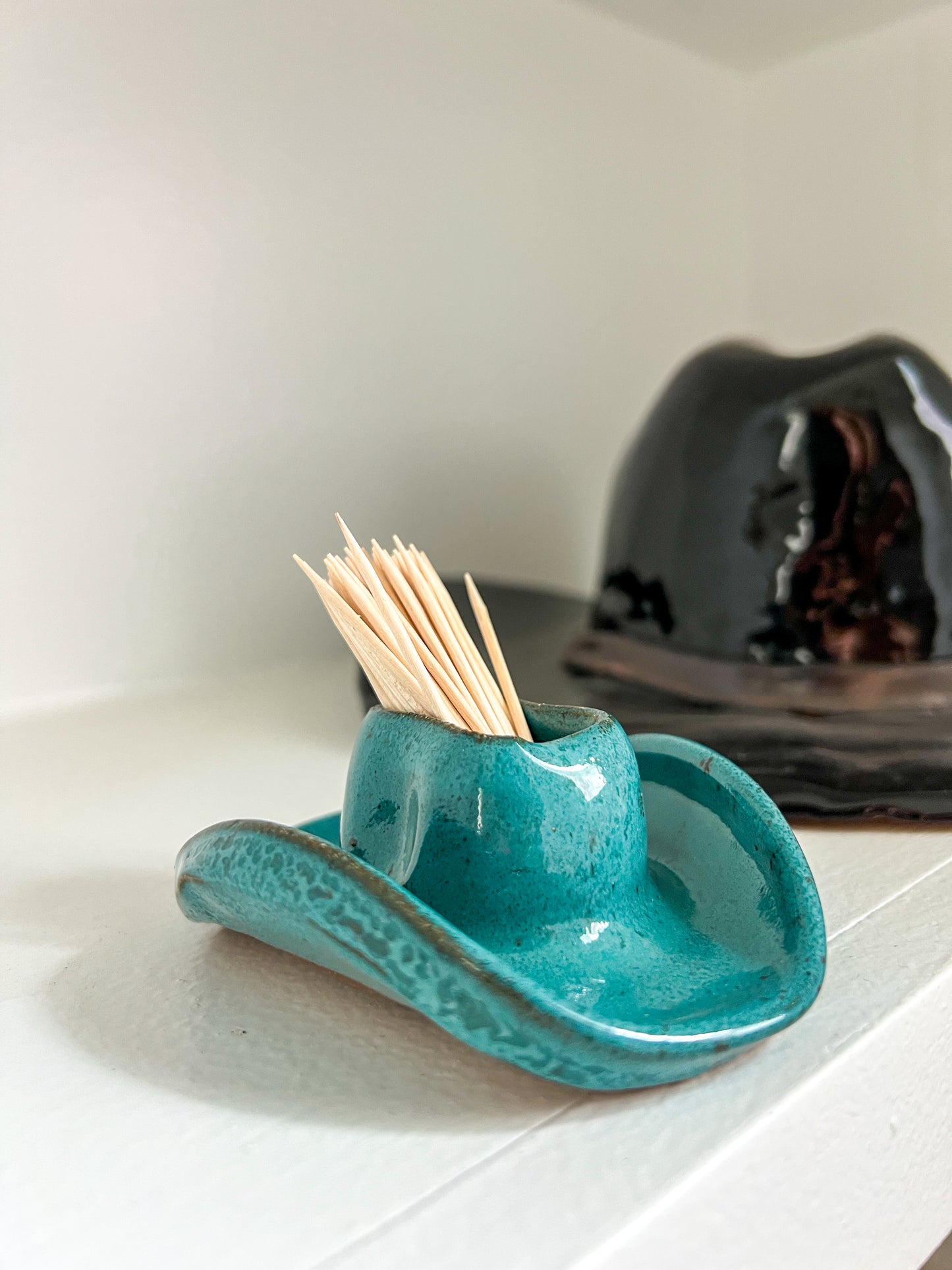 Cowboy hat toothpick holder Teal