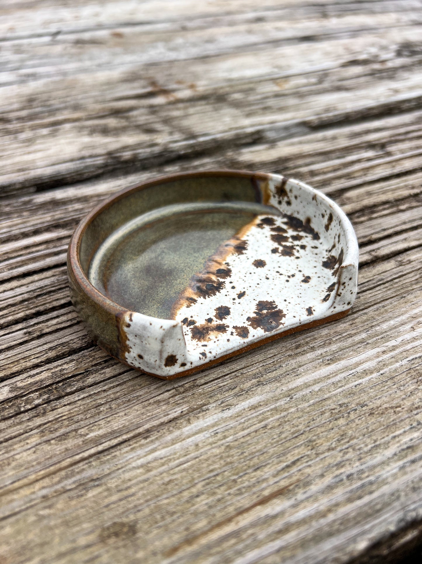 Rustic Green Speckled Spoon Rest
