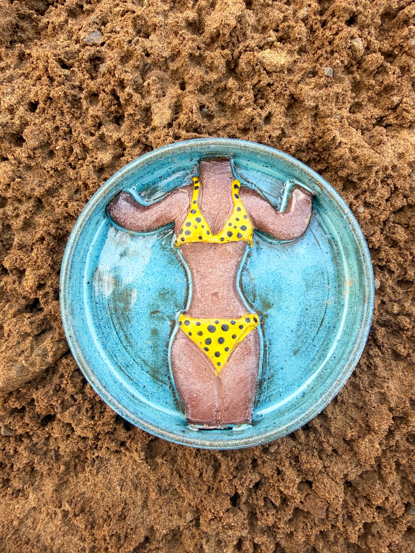 Yellow Polka Dot Bikini Ring Dish