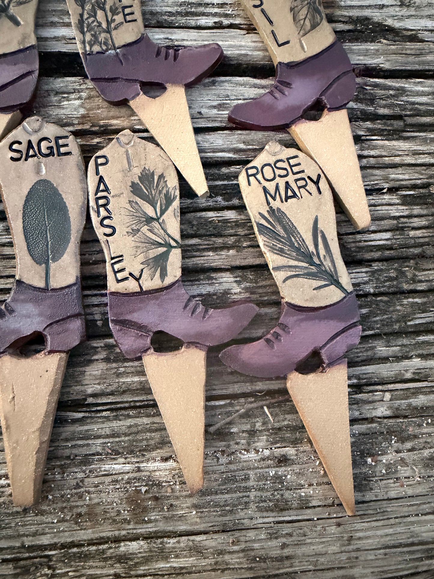 Cowboy Boot Herb Markers - Set of 8