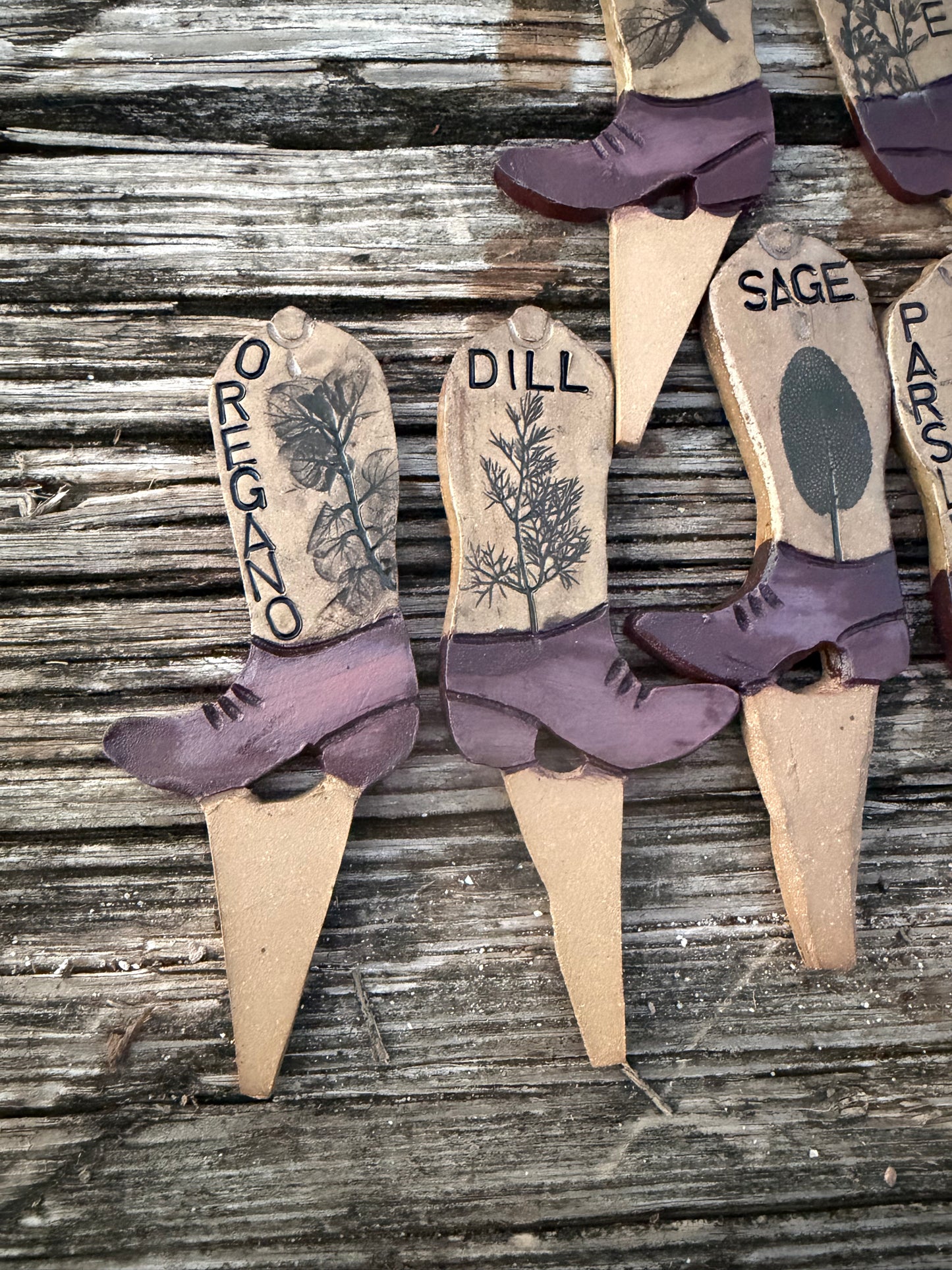 Cowboy Boot Herb Markers - Set of 8