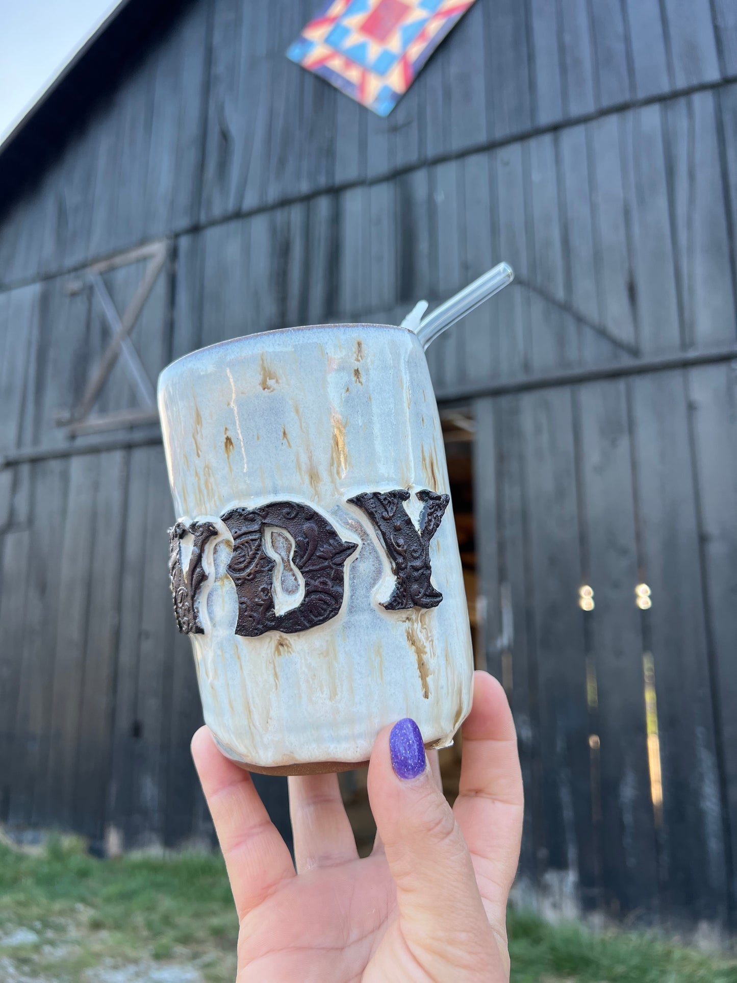 Howdy Ceramic Tumbler Straw Sipper Birch