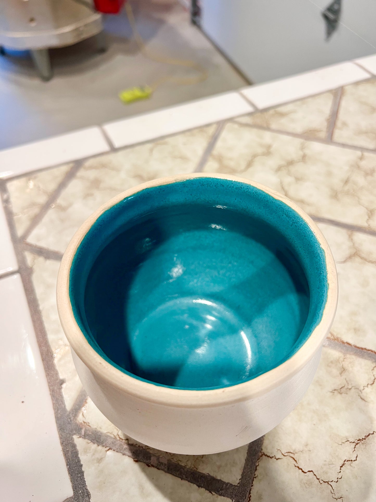 Custom Horse hair Raku Vase 4" Glazed Turquoise Interior