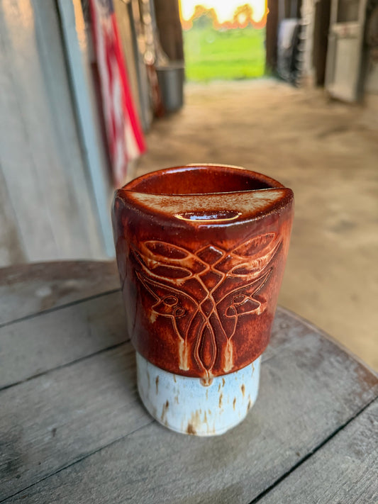 Western Boot Stitch Travel Mug Brown and Birch
