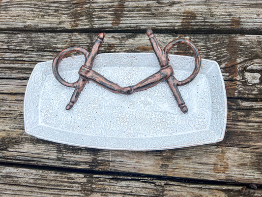 Full Cheek Snaffle Horse bit decorative Plate White