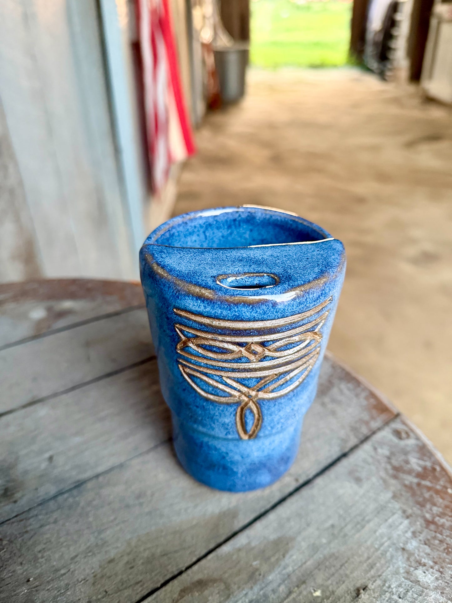 Western Boot Stitch Travel Mug