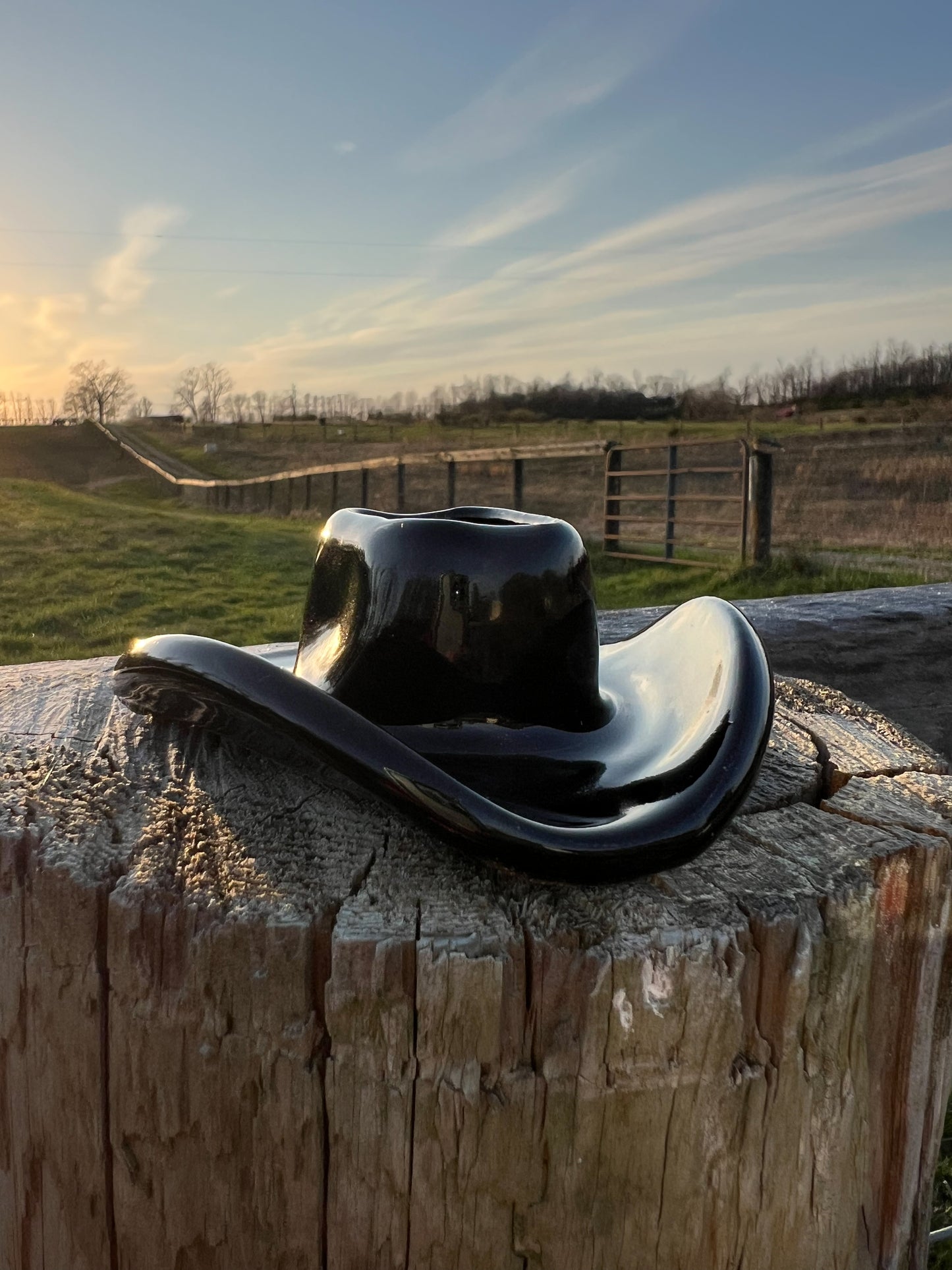 Cowboy hat toothpick holder Black