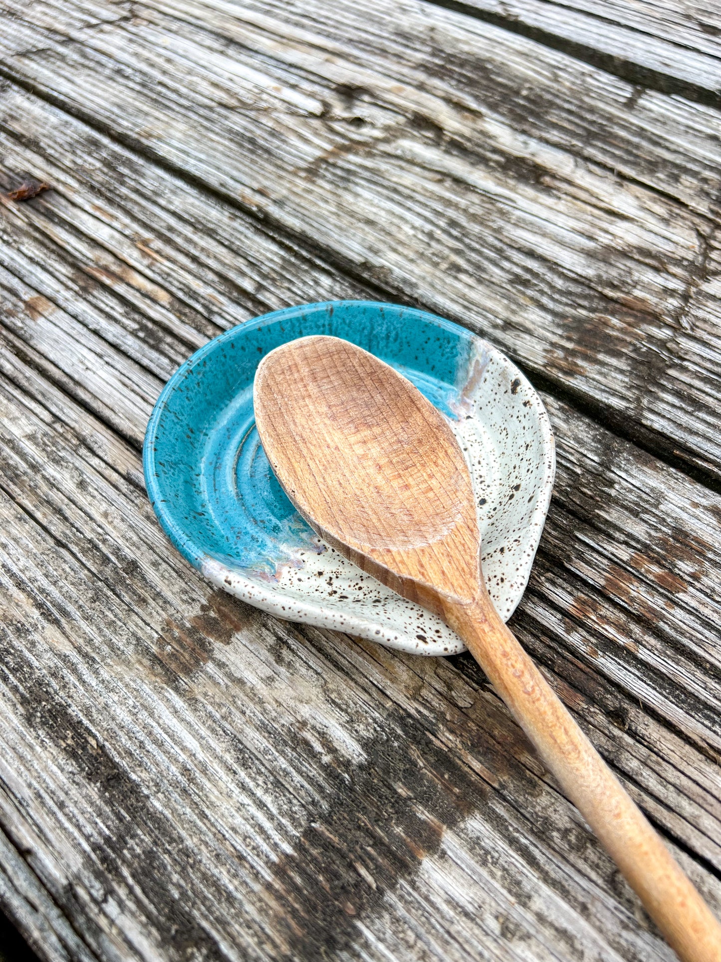 Teal Speckled Spoon Rest