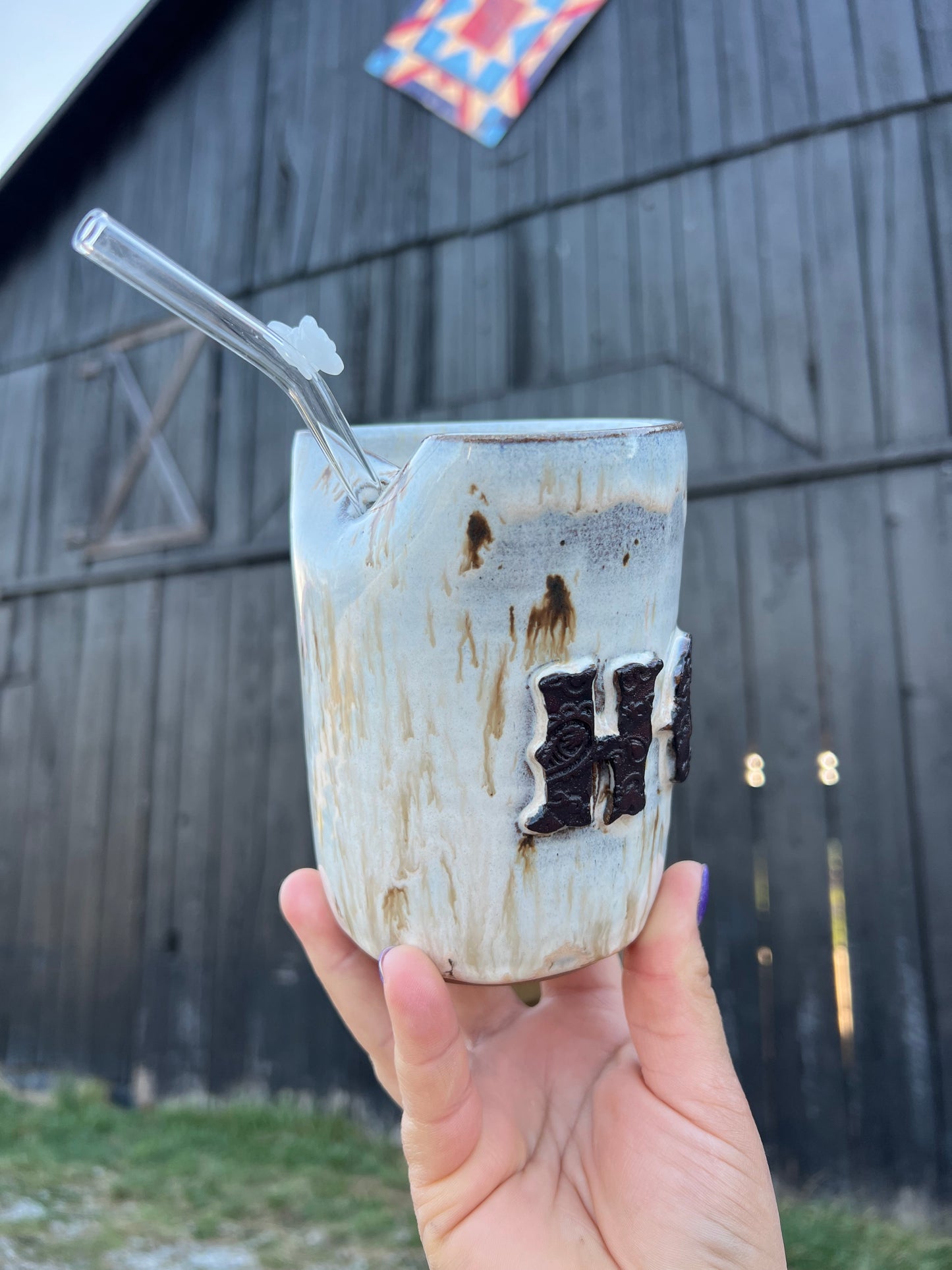 Howdy Ceramic Tumbler Straw Sipper Birch