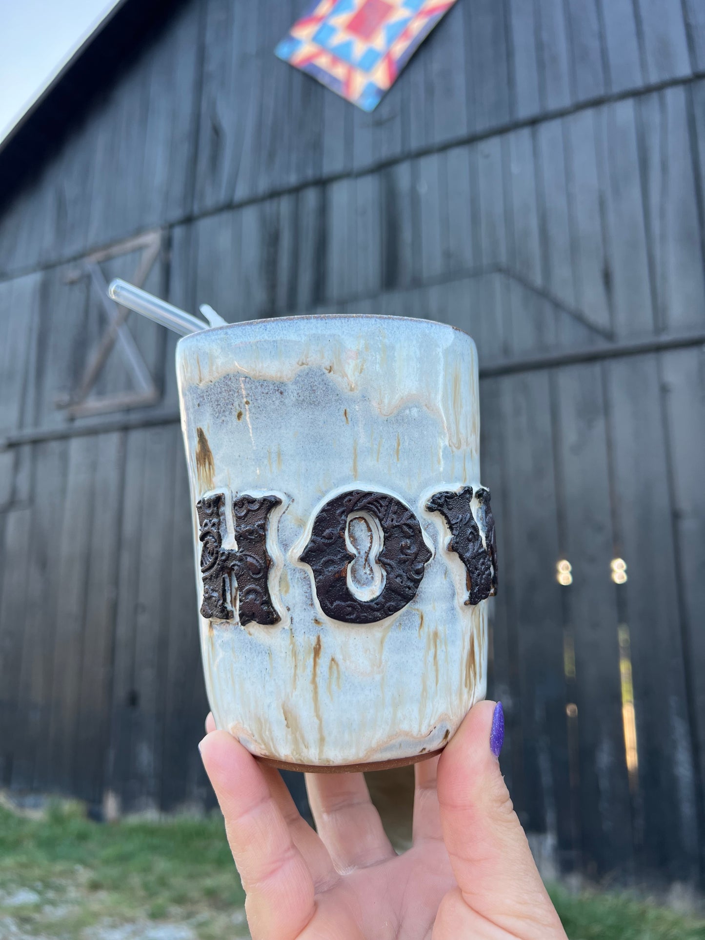 Howdy Ceramic Tumbler Straw Sipper Birch