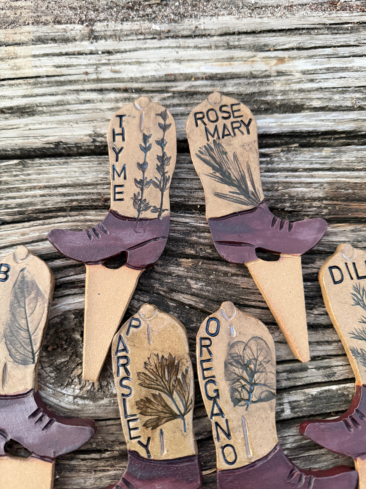 Cowboy Boot Herb Markers - Set of 8