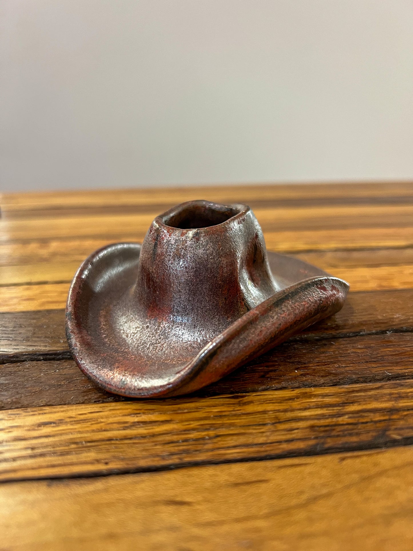 Cowboy hat toothpick holder rustic brown