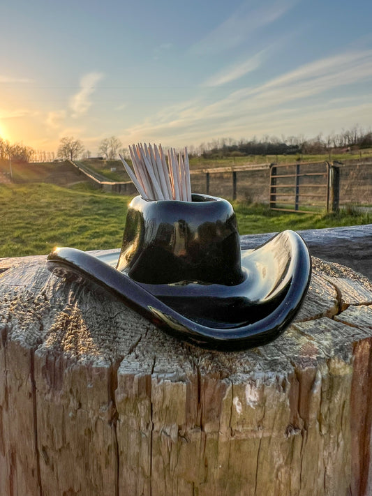 Cowboy hat toothpick holder Black