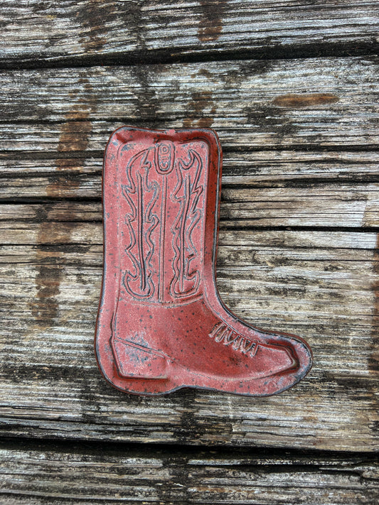 Western Boot Trinket Dish Red