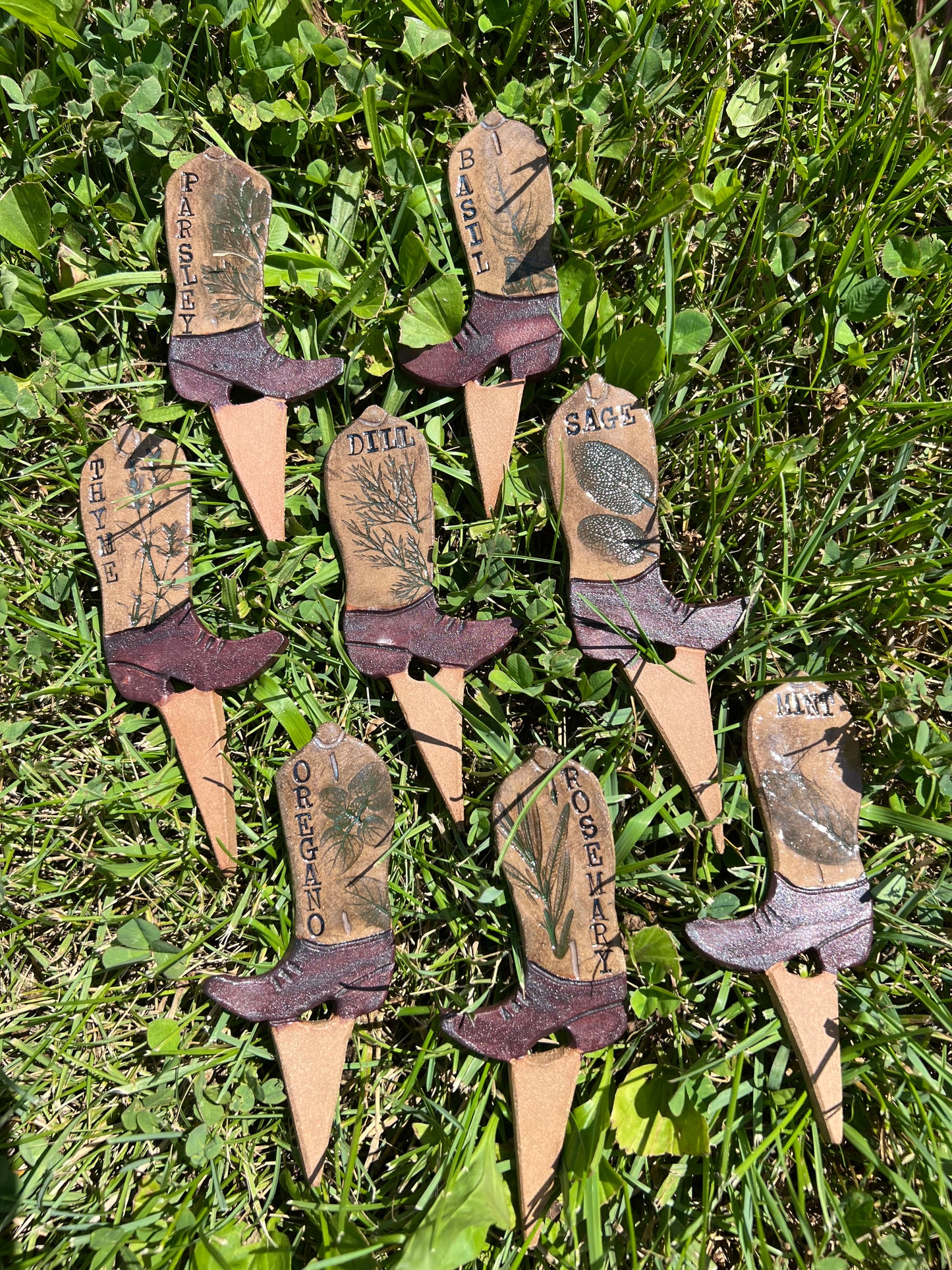 Cowboy Boot Herb Markers - Set of 8
