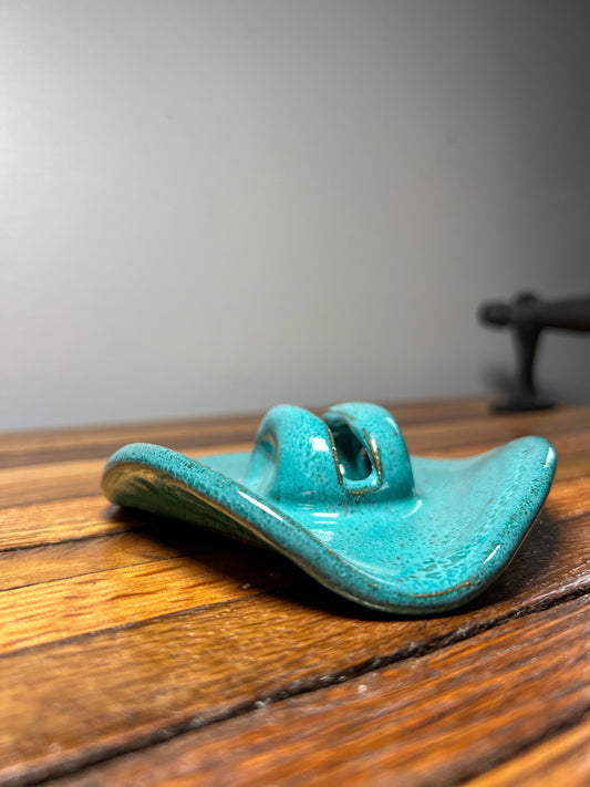 Cowboy hat business card holder Teal