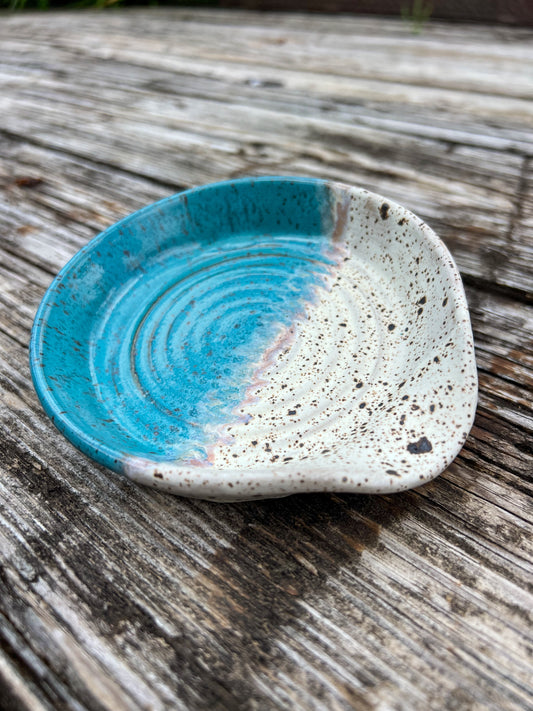 Teal Speckled Spoon Rest