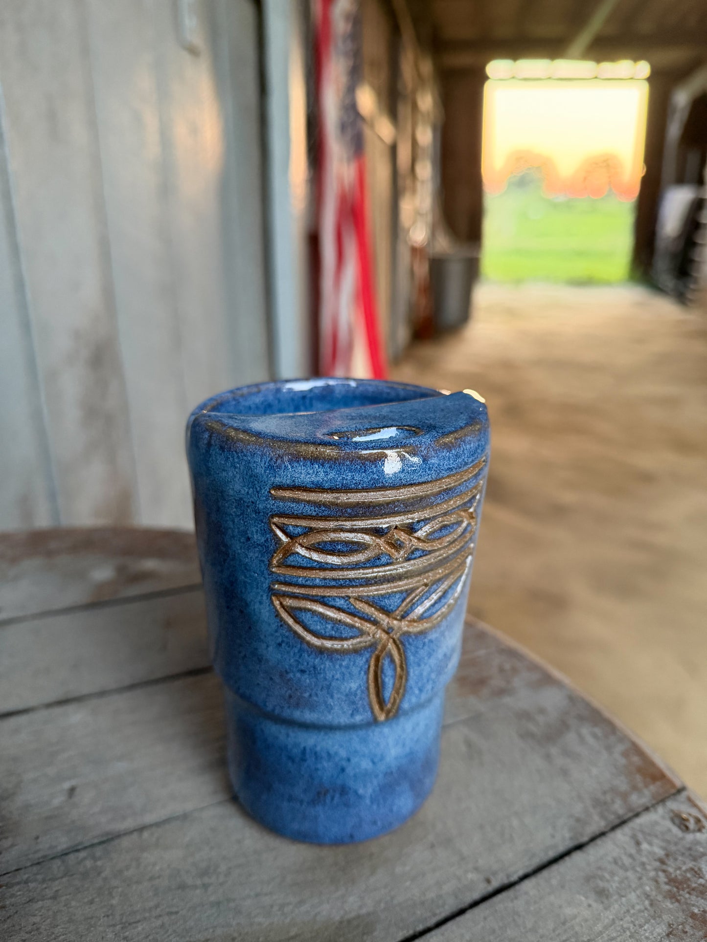Western Boot Stitch Travel Mug